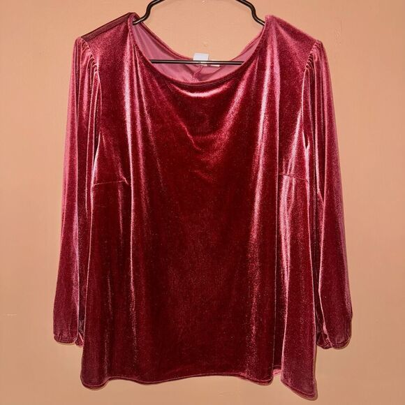 GAP Women's Red Velour Pullover Crewneck - Size XL - Picture 1 of 6